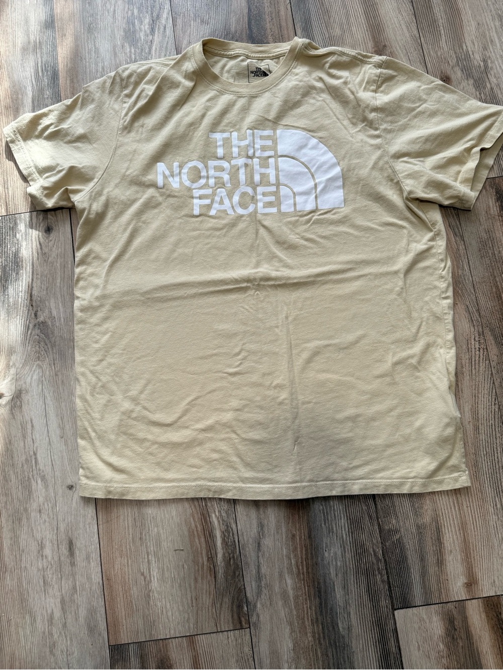 The North Face Beige Short Sleeve Logo Tee with White Print